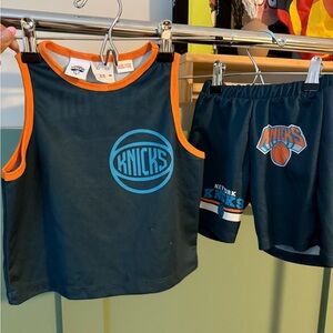 Zara Kids Knicks Sleeveless Top and Shorts Set - Blue and Orange